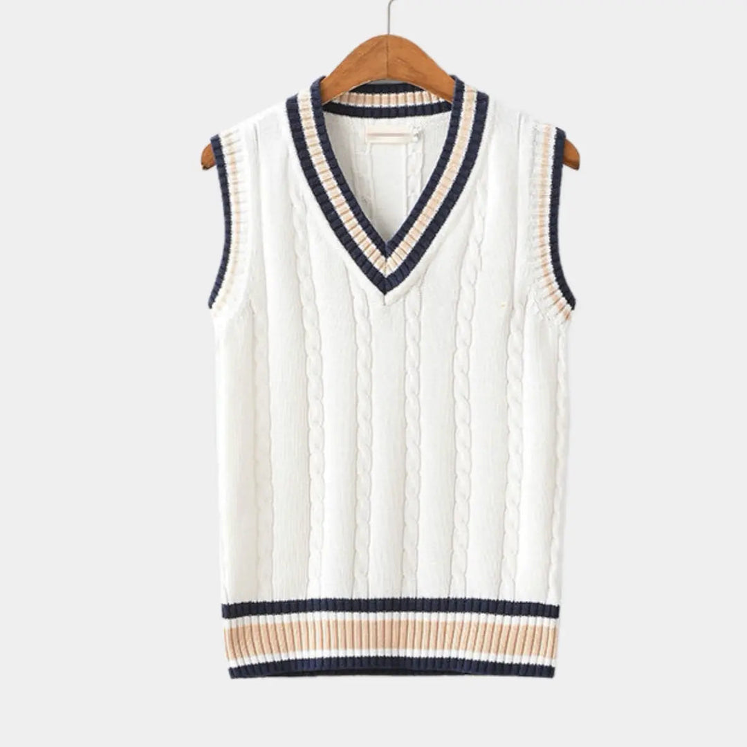 Pull homme sans manches col V moderne en maille