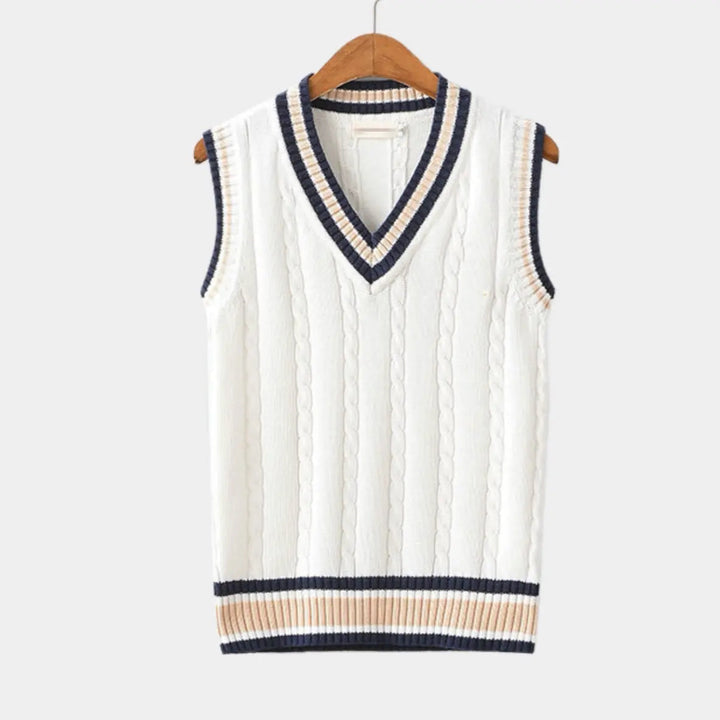 Pull homme sans manches col V moderne en maille