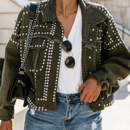 Blouson en cuir élégant avec clous