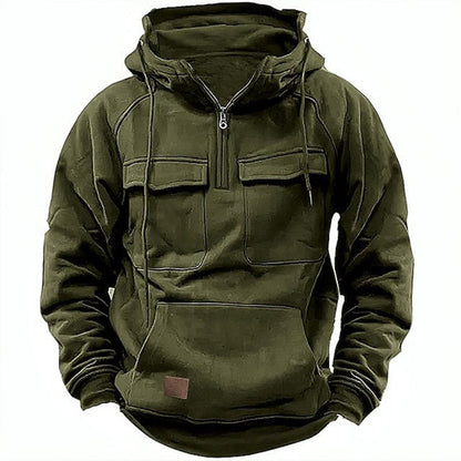 Sweat-shirt à capuche Confortable Semi-fermeture Éclair Coton