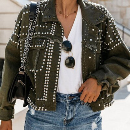 Blouson femme clouté en cuir
