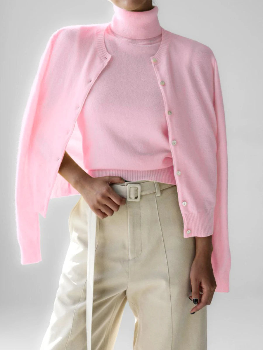 Ensemble tricoté femme : cardigan et pull chauds
