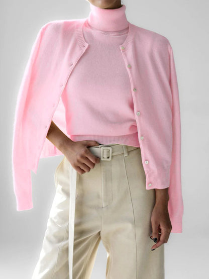Ensemble tricoté femme : cardigan et pull chauds