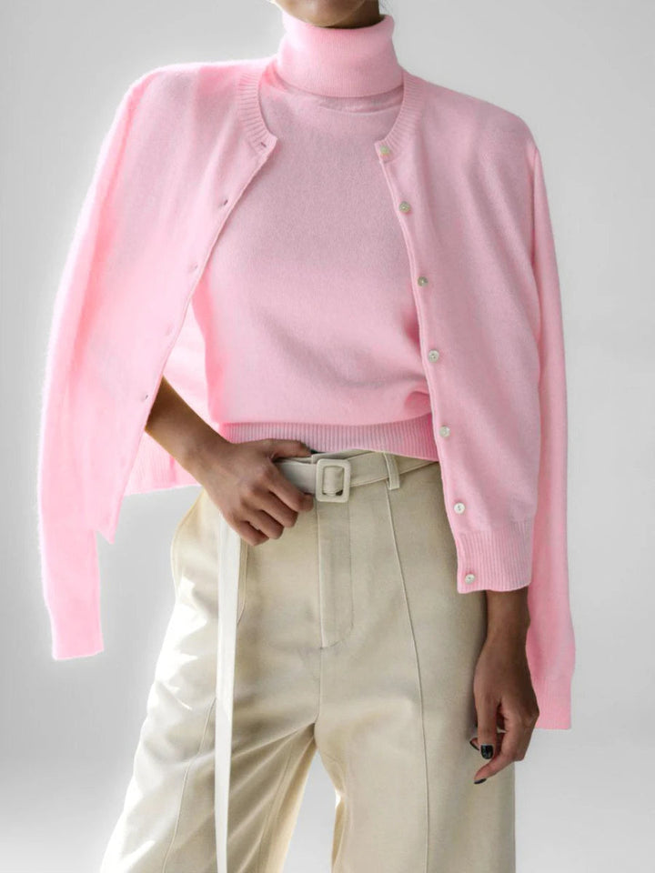 Ensemble tricoté femme : cardigan et pull chauds