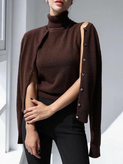 Ensemble tricoté femme : cardigan et pull chauds