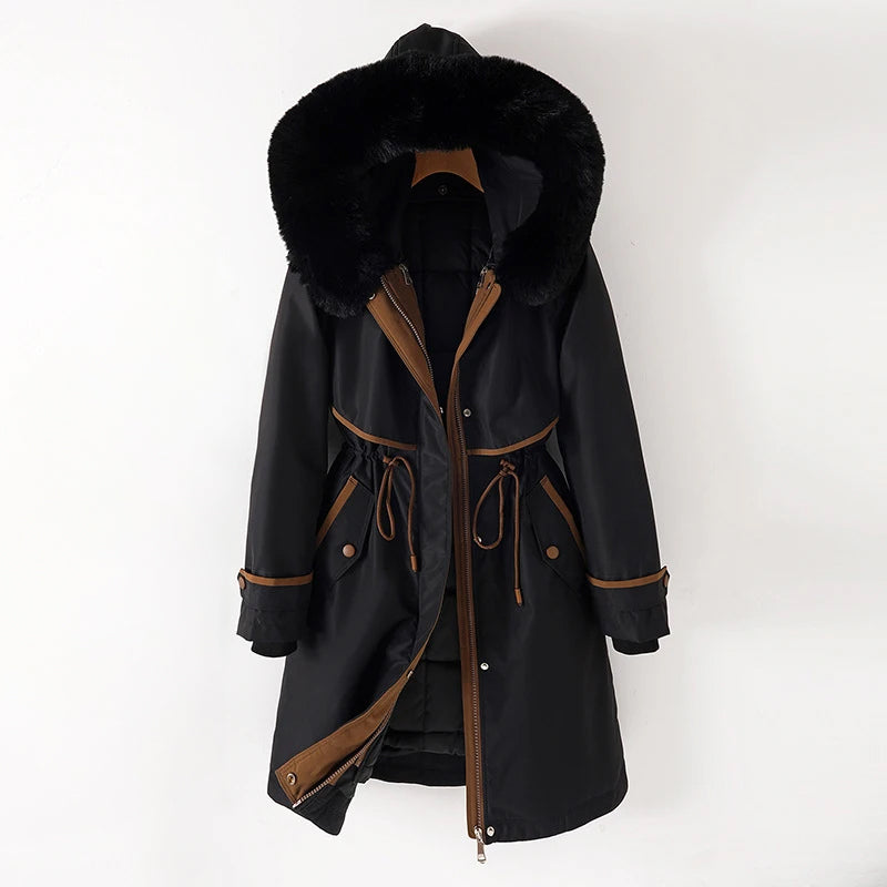 Veste d'hiver matelassée chaude pour femme à capuche
