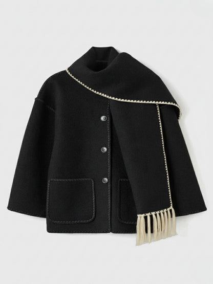 Damen Winterjacke Schal Modern Elegant - IdealeKleiden
