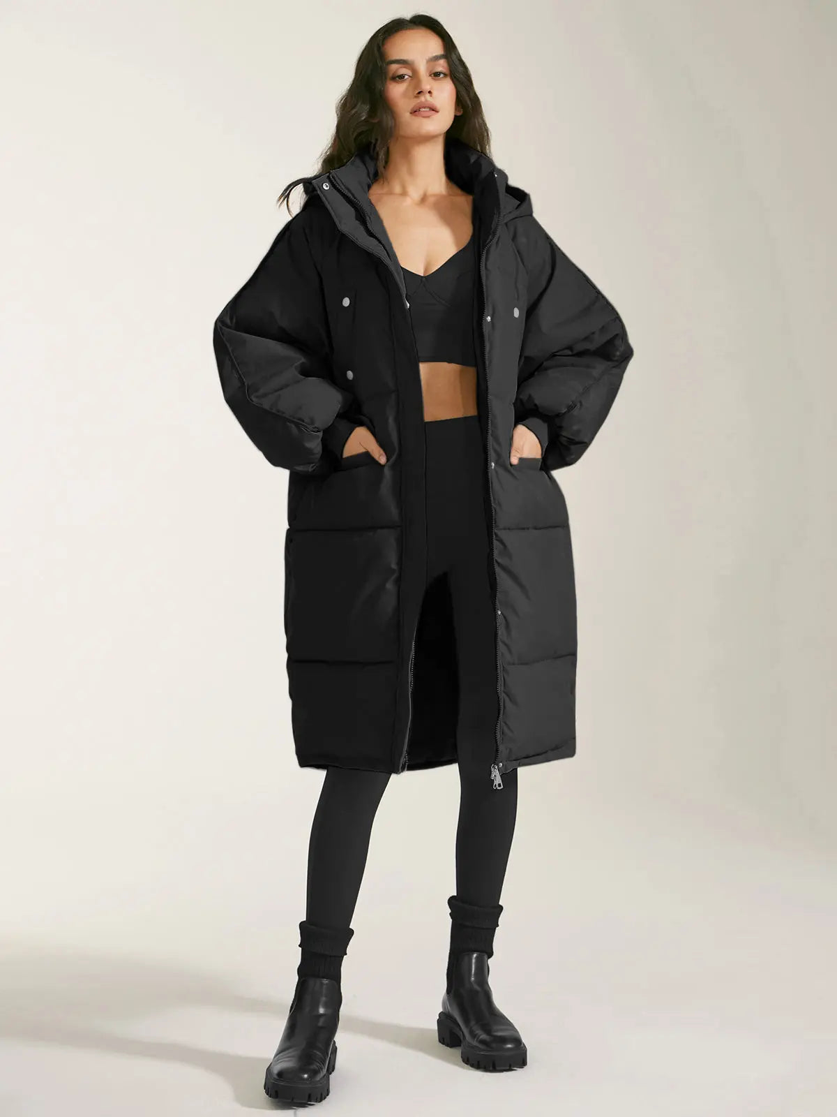 Parka d'hiver pour femme chaud capuche fermeture éclair