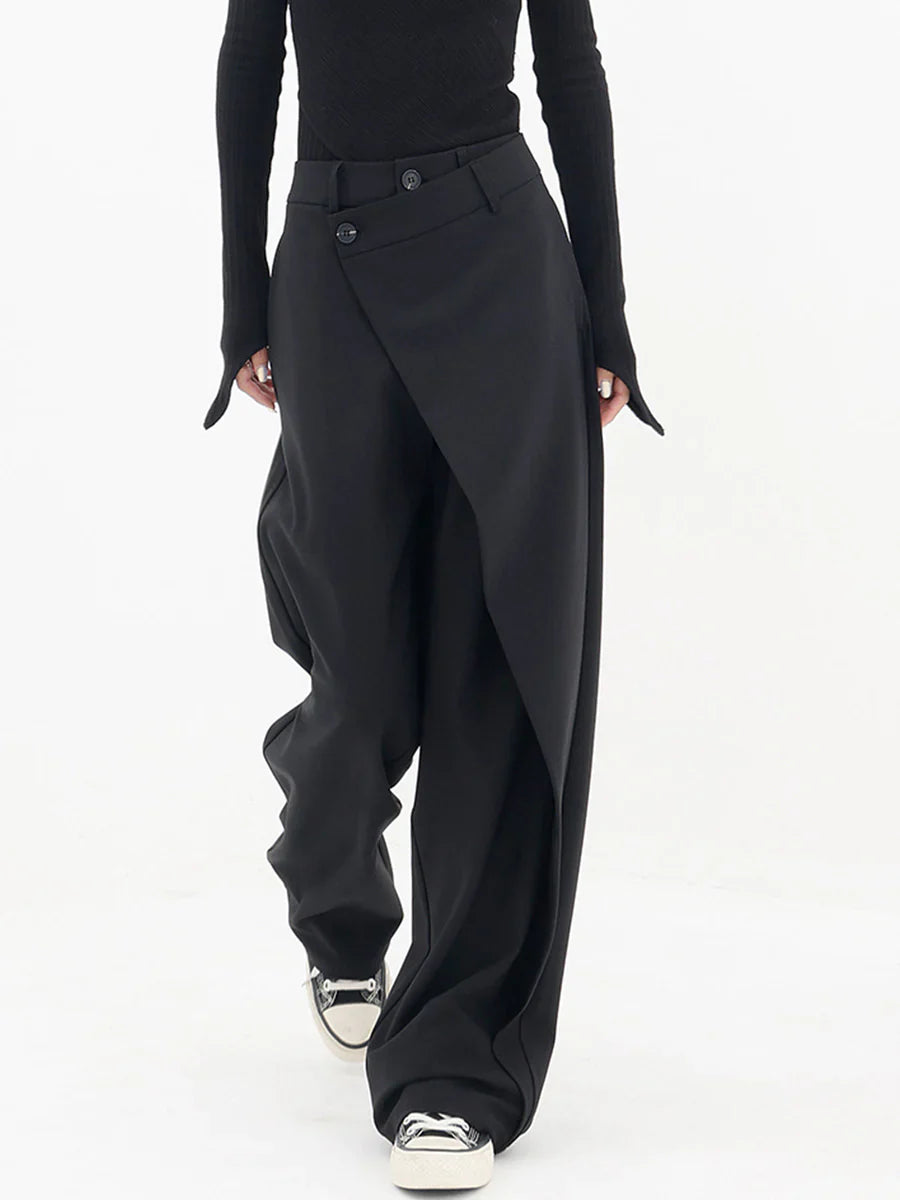 Pantalon large pour femme avec boutons