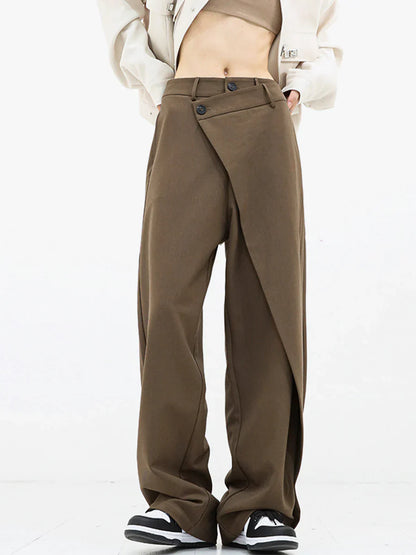 Pantalon large pour femme avec boutons