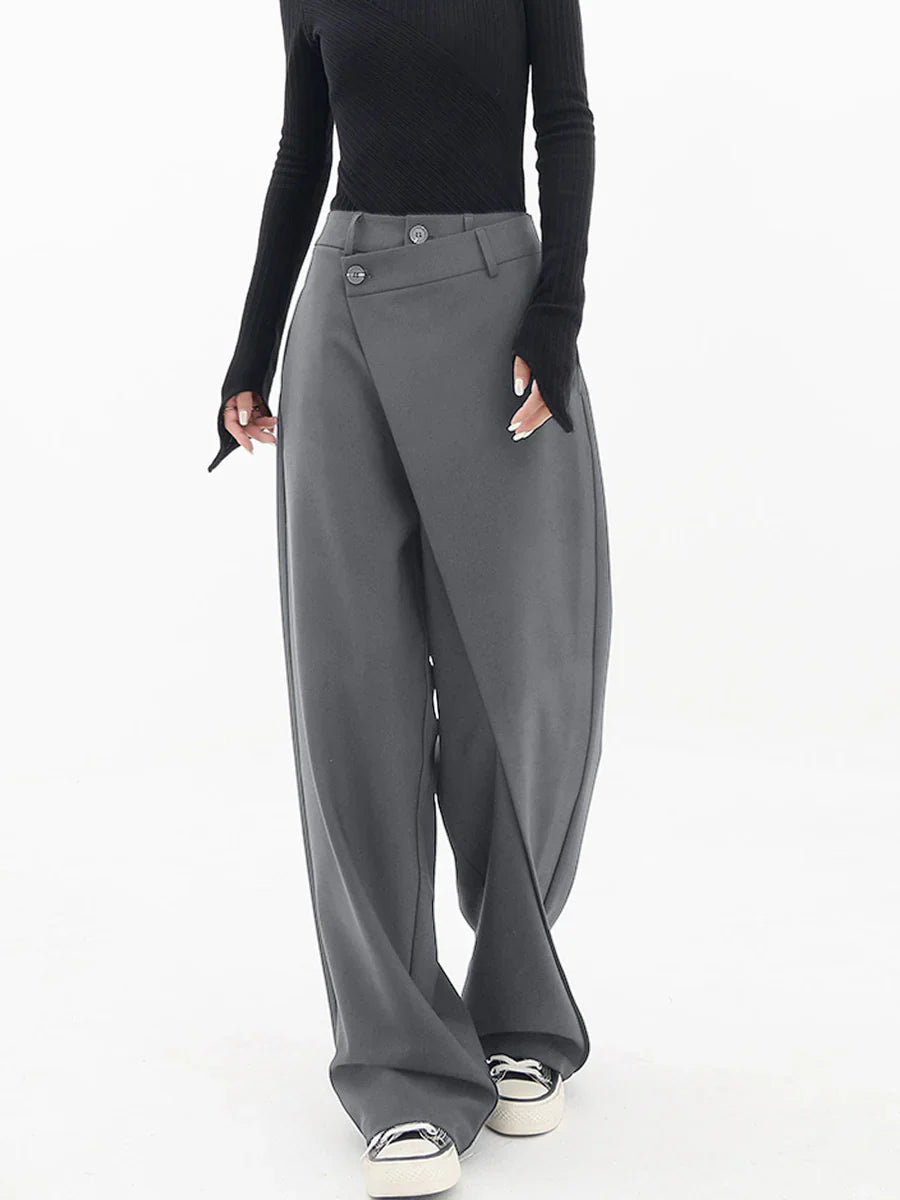 Pantalon large pour femme avec boutons