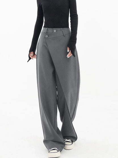 Pantalon large pour femme avec boutons