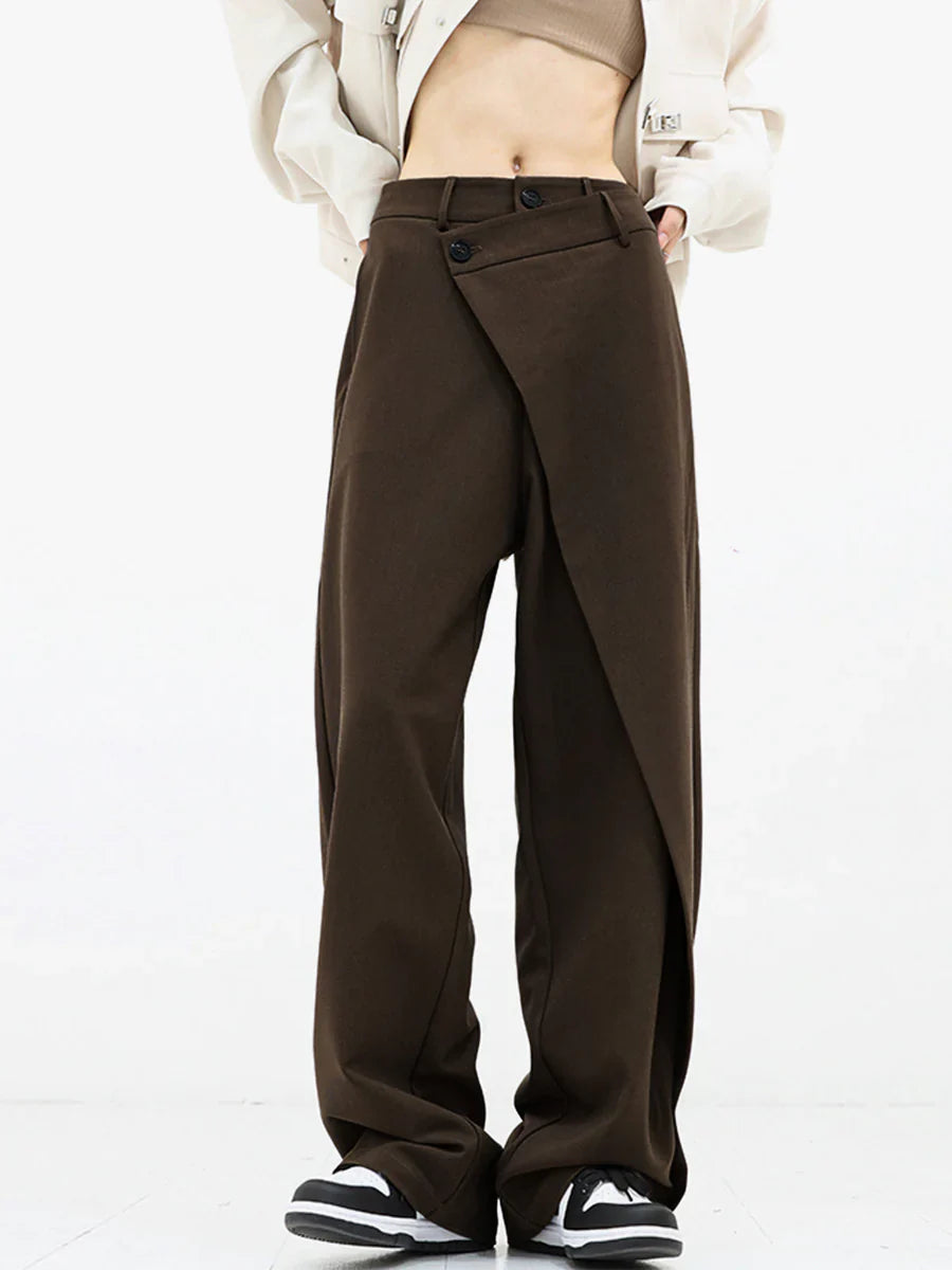 Pantalon large pour femme avec boutons