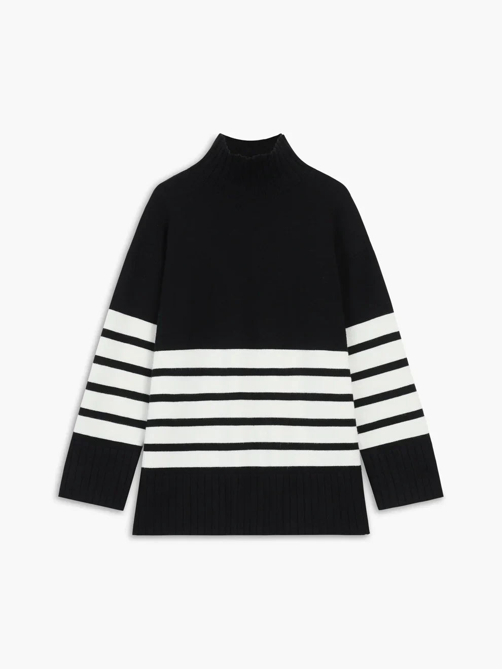 Pull rayé pour femme avec col montant