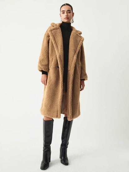 Veste polaire d'hiver à double poche et coupe longue