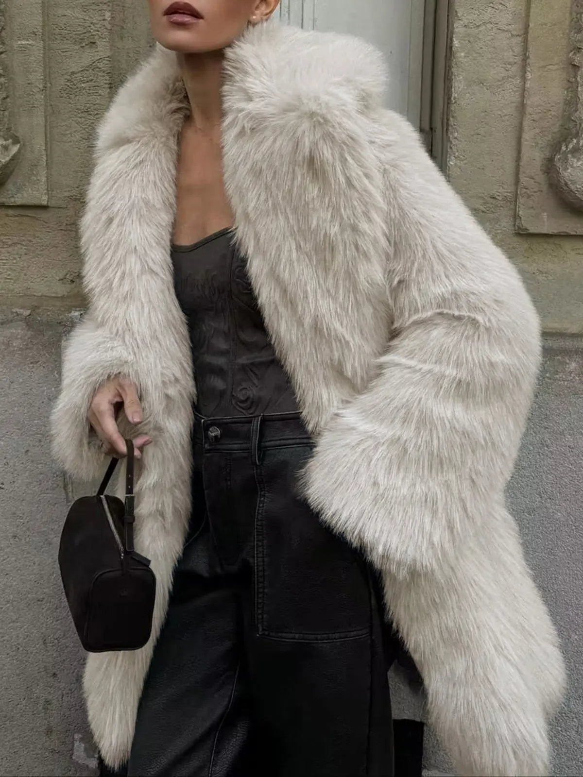 Manteau en fausse fourrure douce Grand design Grande taille