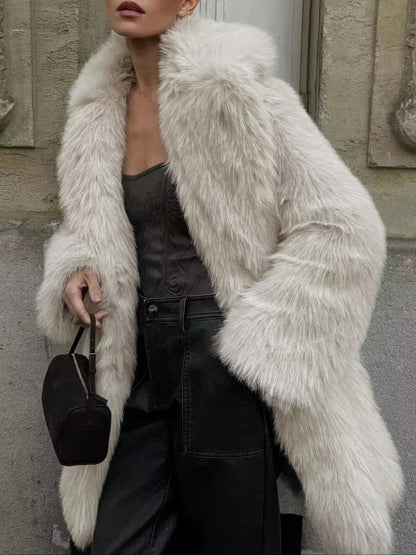 Manteau en fausse fourrure douce Grand design Grande taille