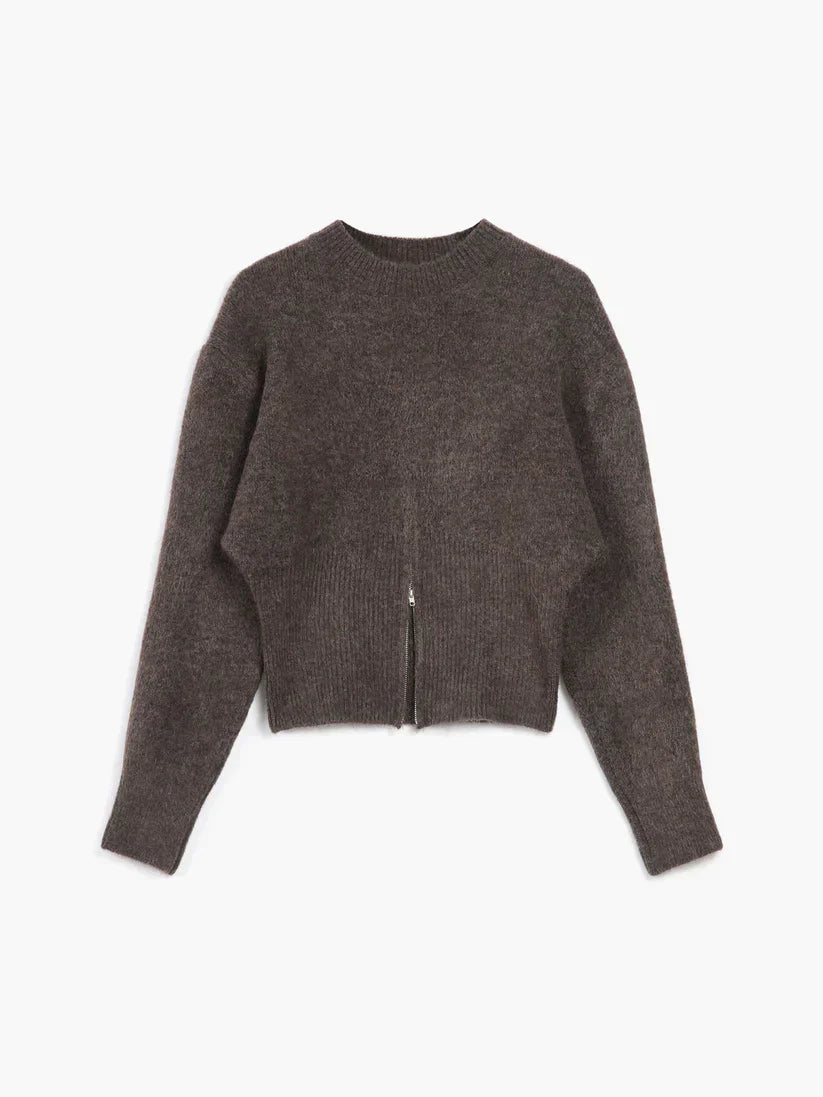 Pull pour femme avec demi-zip, design moderne