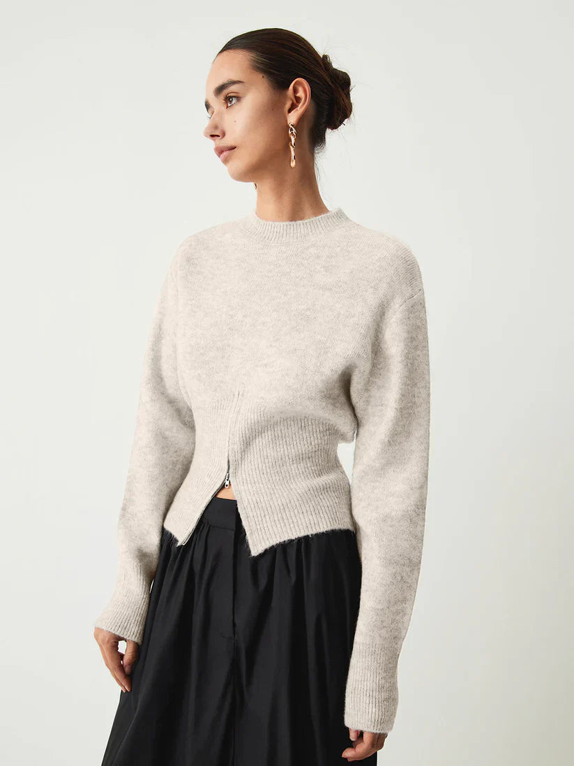 Pull pour femme avec demi-zip, design moderne