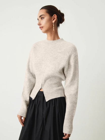 Pull pour femme avec demi-zip, design moderne