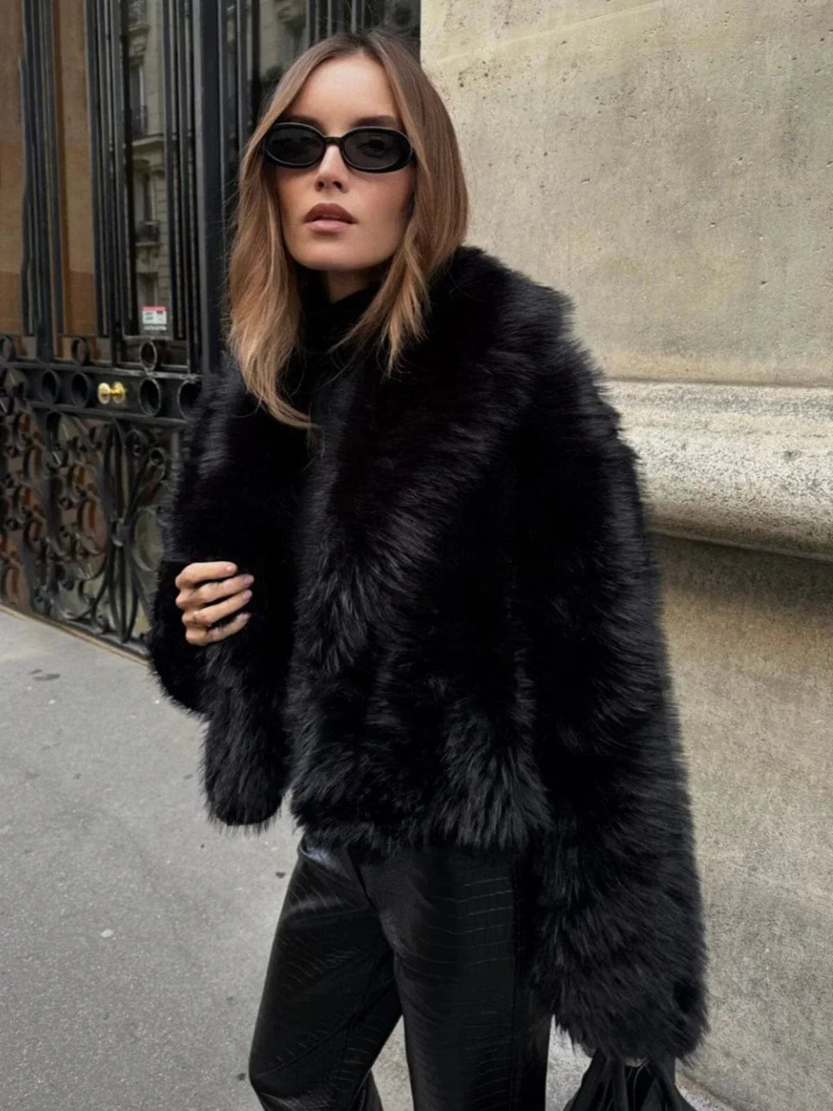 Grande veste en fausse fourrure pour femmes, grande taille