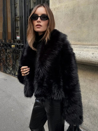 Grande veste en fausse fourrure pour femmes, grande taille