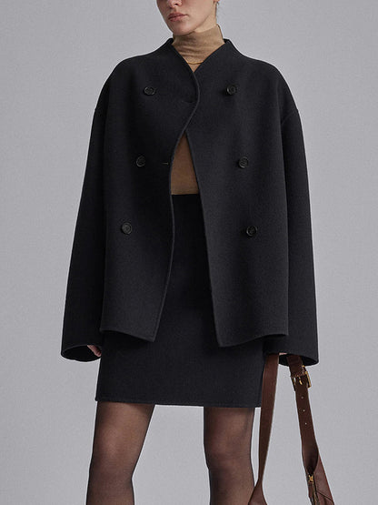 Veste courte en laine moderne chaude à double boutonnage