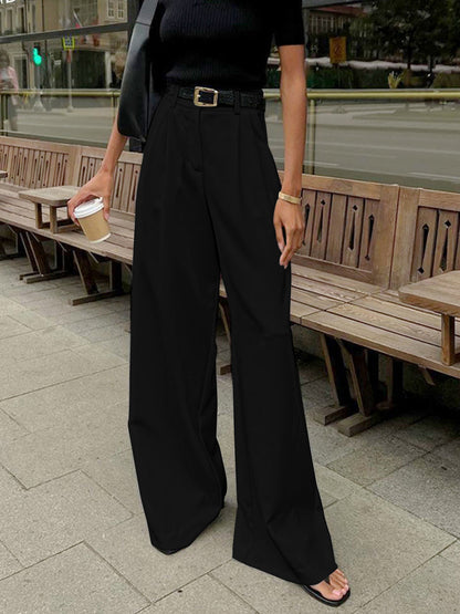 Pantalon plissé ample pour femme avec ceinture élégant