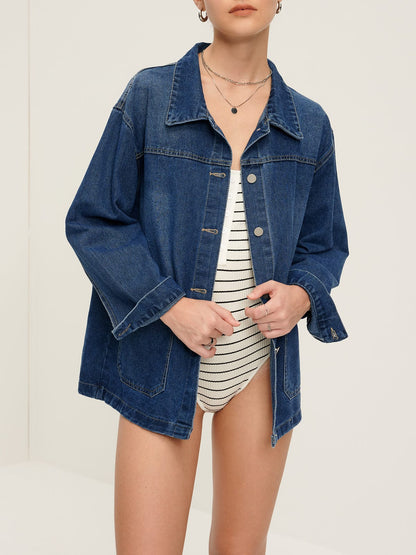 Veste en jean grande taille décontractée tendance