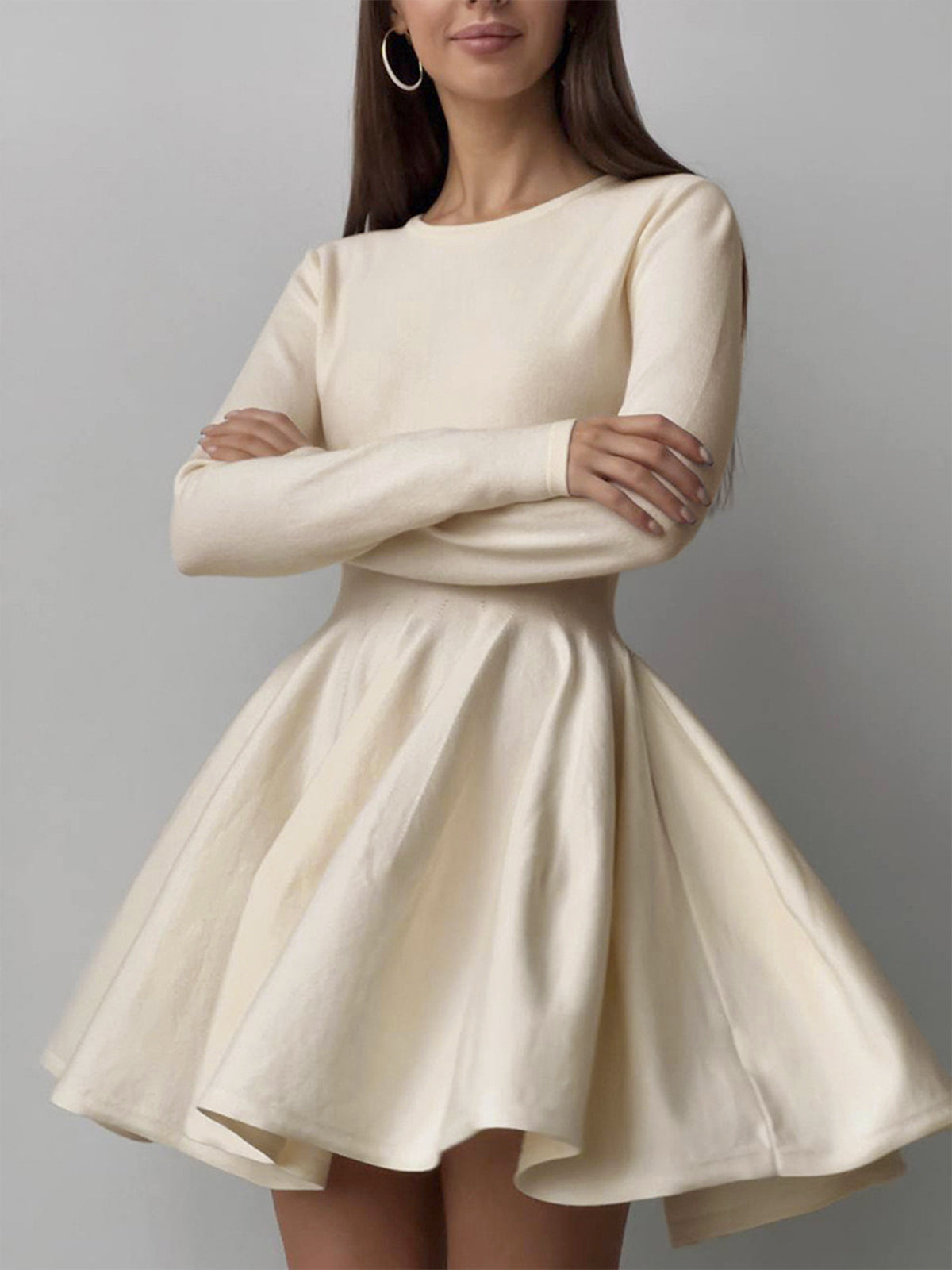 Robe Courte Élégante Femme Manches Courtes Coupe