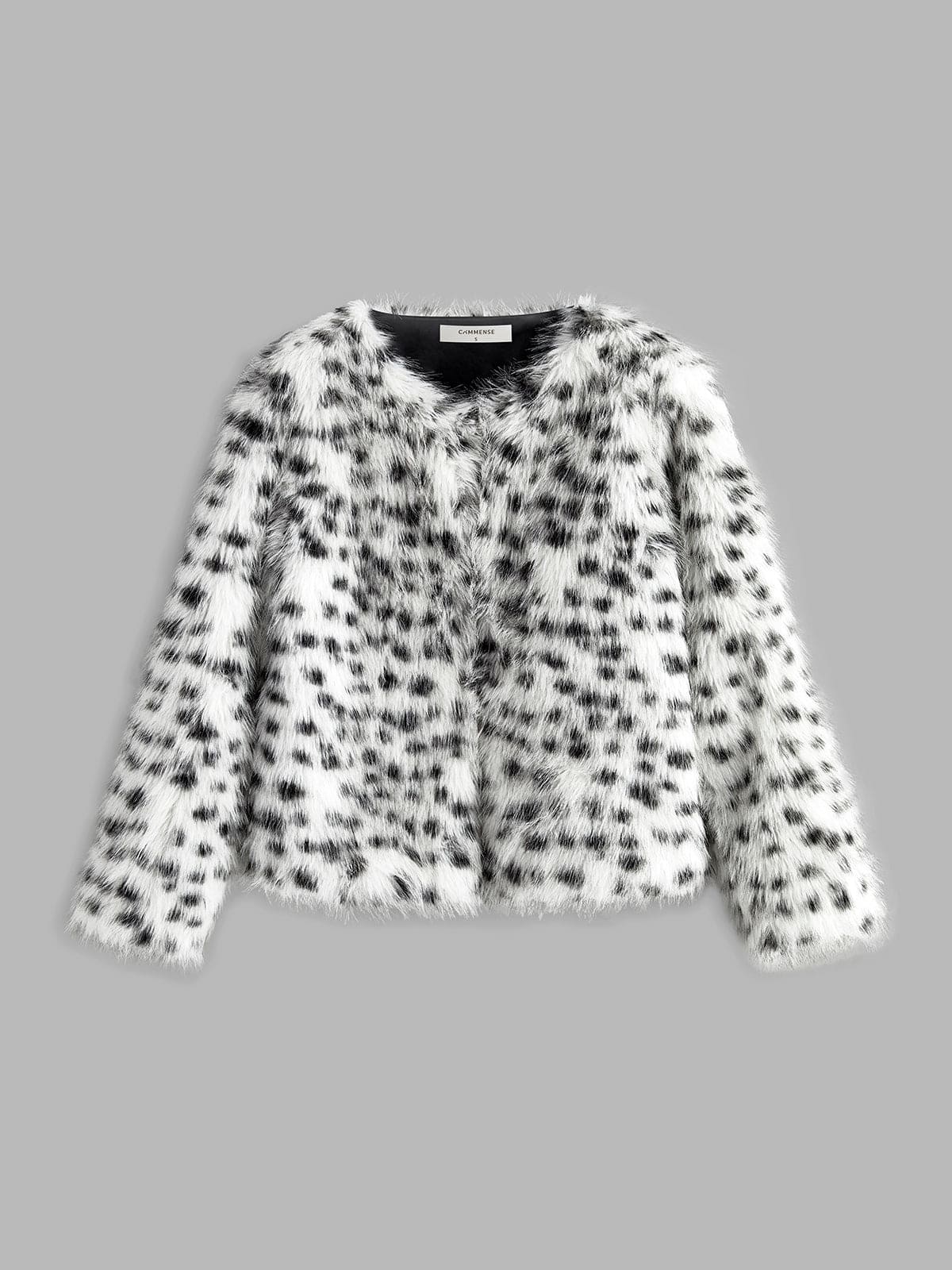 Veste en fausse fourrure motif léopard douce et élégante