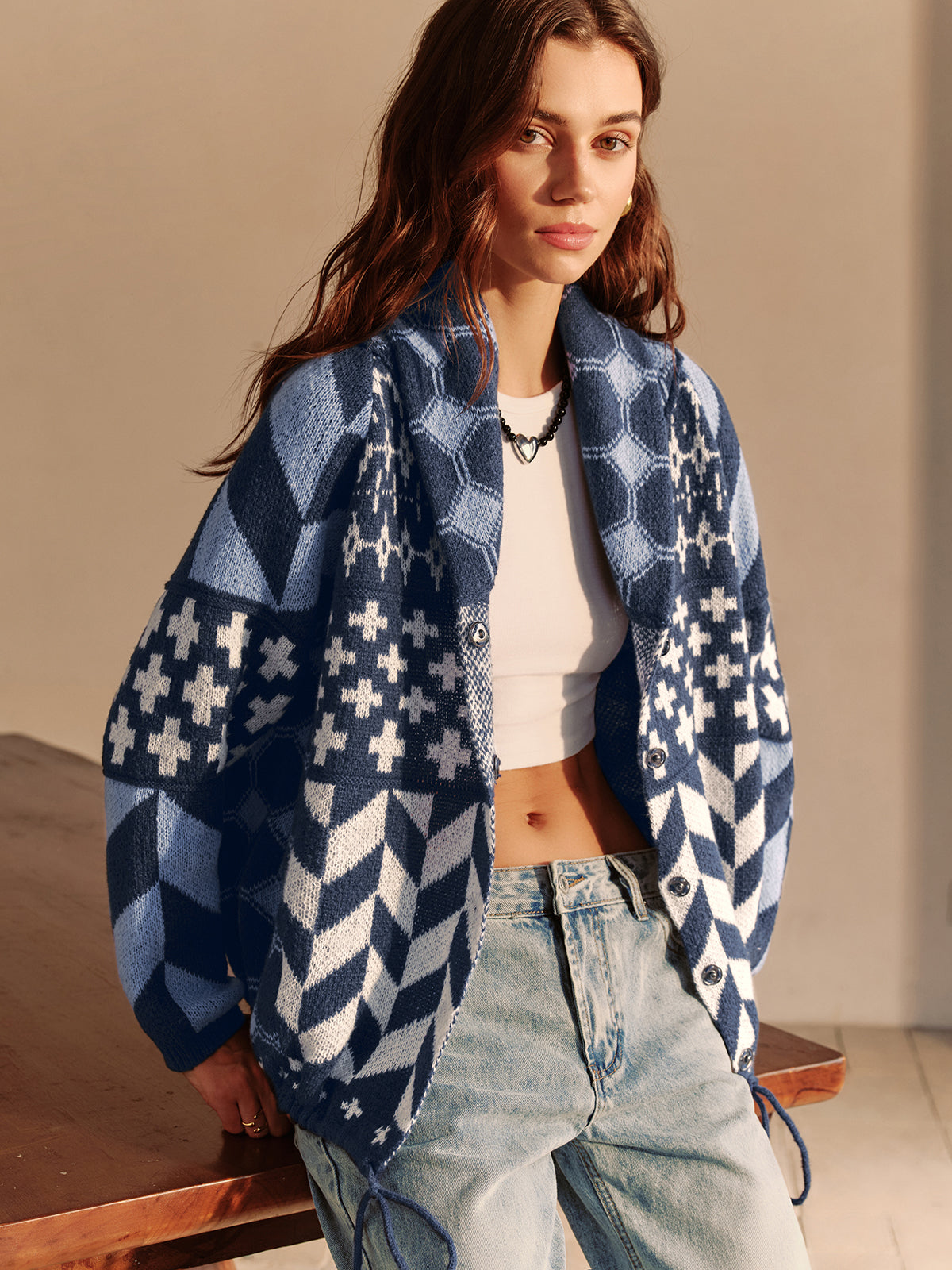 Veste Boho Chic Imprimé Coupe Confortable