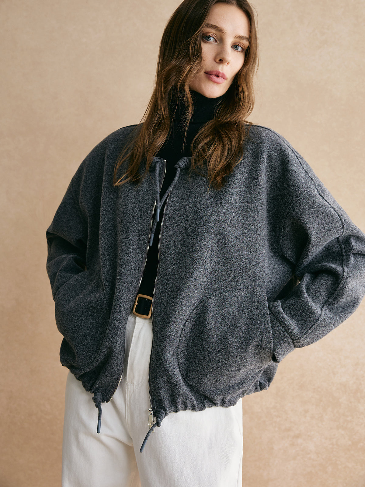 Modische Reißverschlussjacke Damen - IdealeKleiden