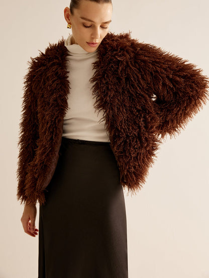 Veste en fausse fourrure Printemps Moderne Chic