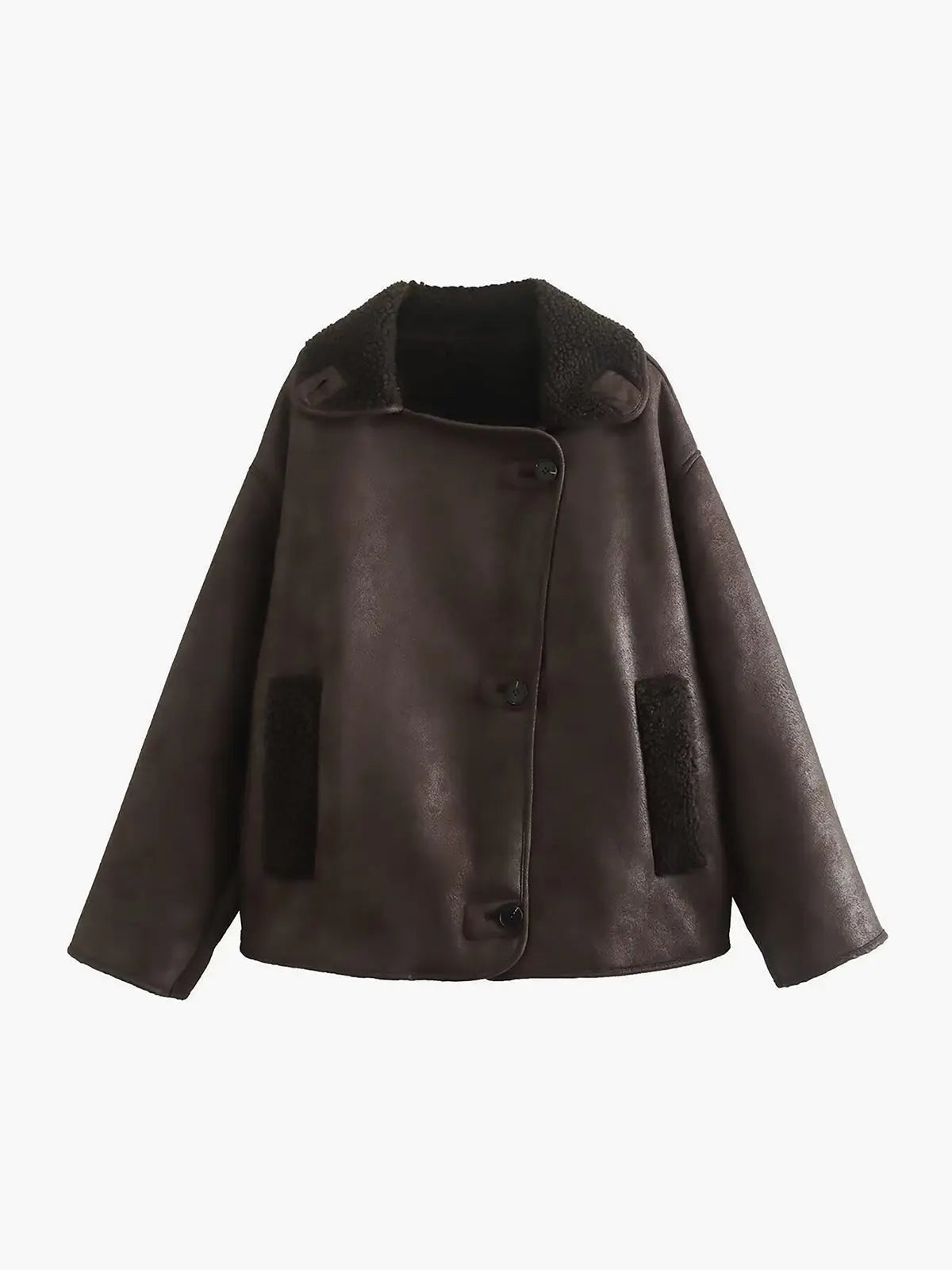 Élégante veste en similicuir chaude pour femme