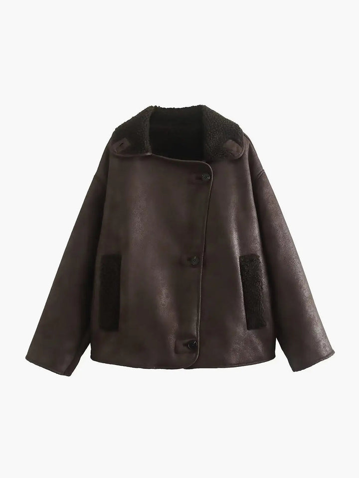 Élégante veste en similicuir chaude pour femme