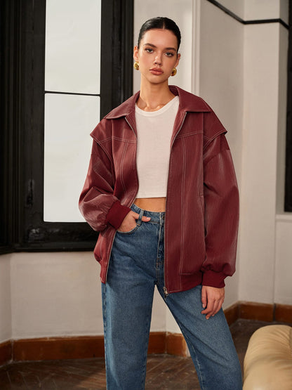 Veste femme bordeaux stylée et sportive