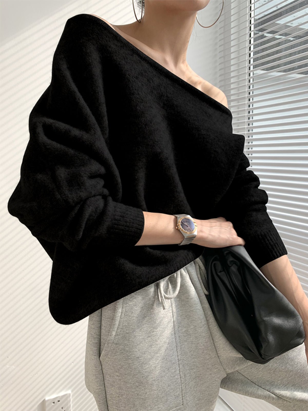Robe souple pour femme | Pull élégant à épaules dénudées
