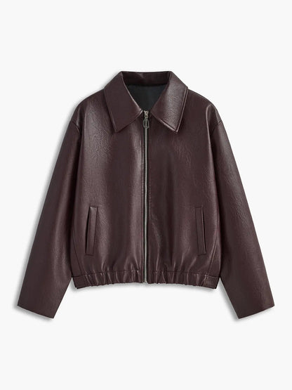 Blouson en cuir élégant de style classique