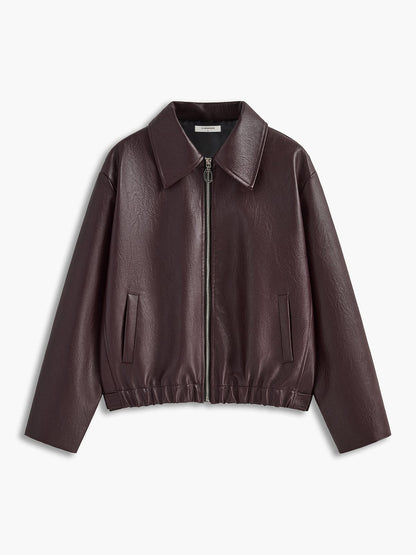 Veste en cuir rouge élégante et intemporelle