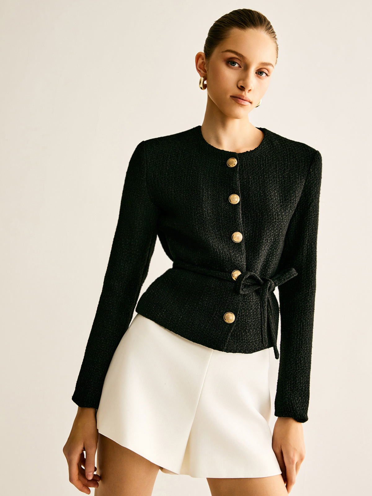 Veste boutonnée mode aspect ceinture