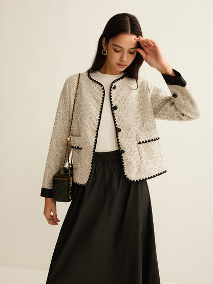 Veste courte chic en tweed pour femme