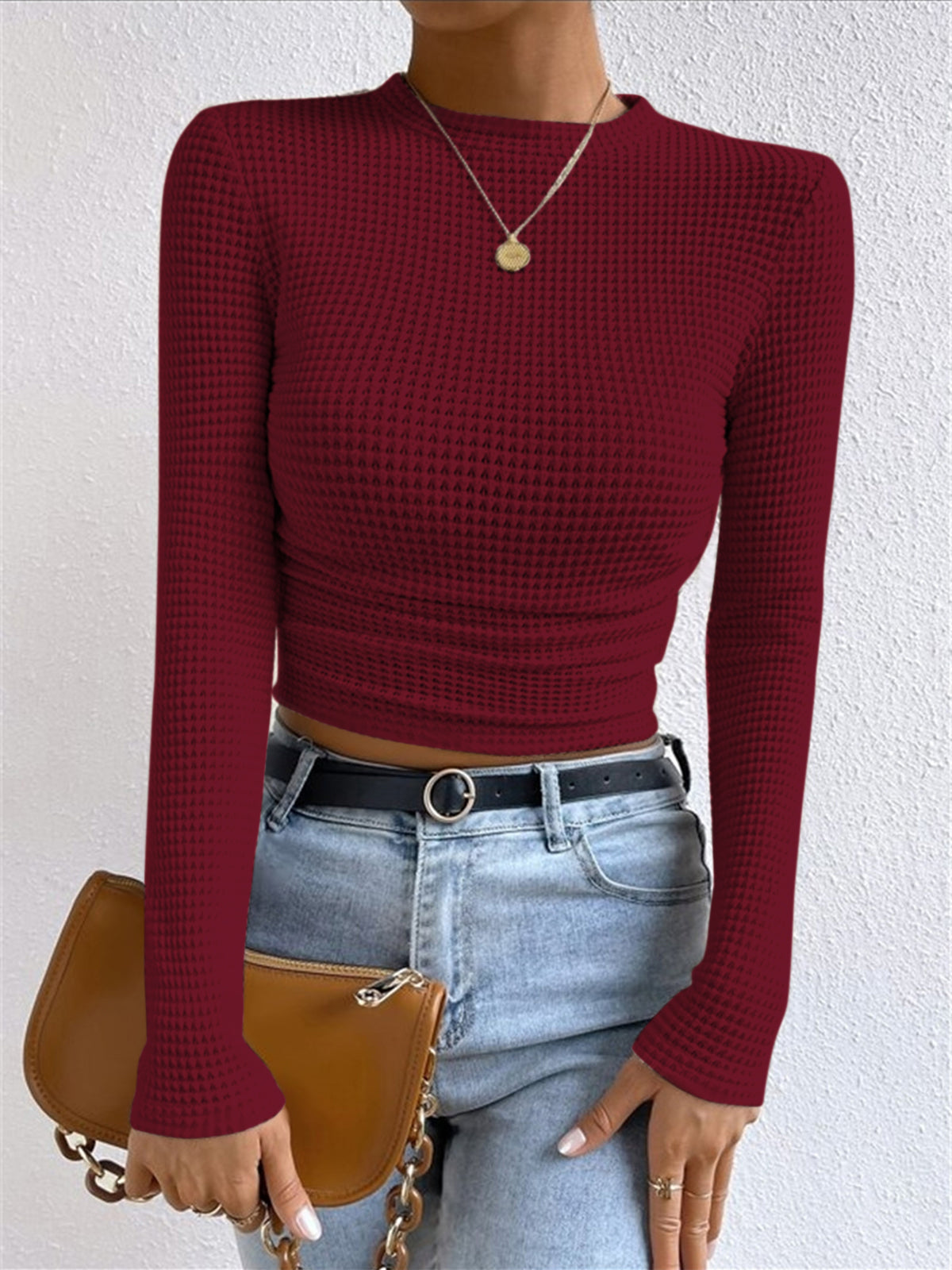 Pulls slim chics à motif gaufré pour femme
