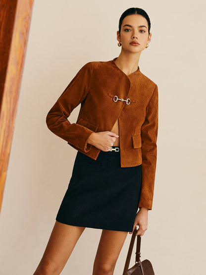 Veste élégante en suède pour femme