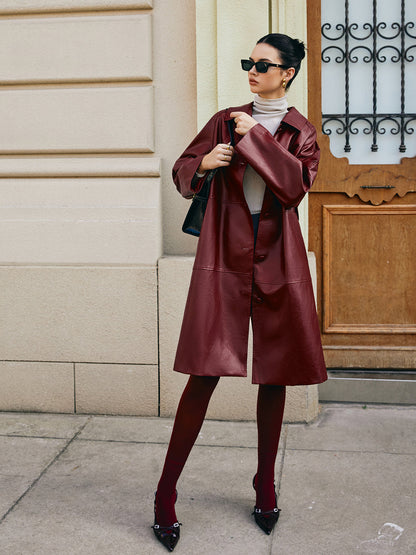 Veste longue en similicuir élégante pour femme