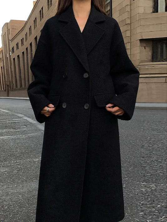 Eleganter Damenmantel aus Tweed Wollmix - IdealeKleiden