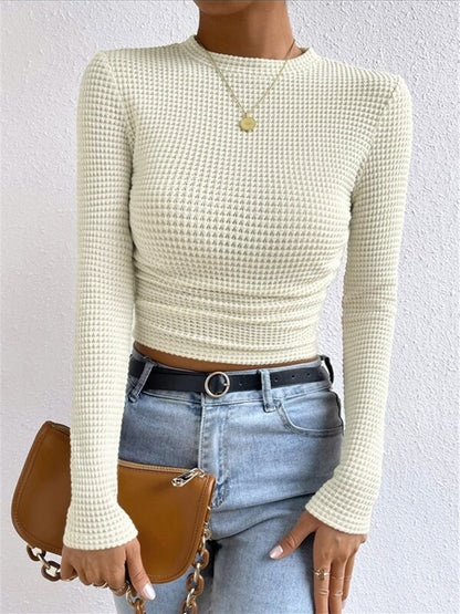 Pulls slim chics à motif gaufré pour femme