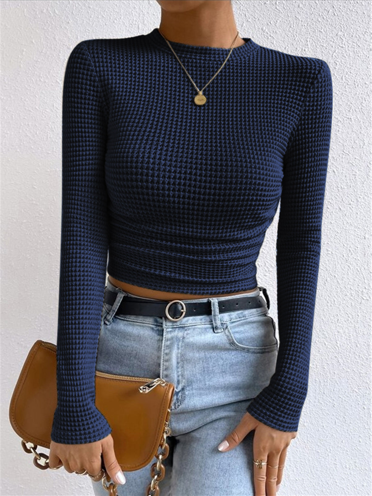 Pulls slim chics à motif gaufré pour femme