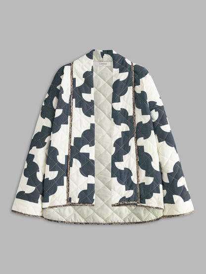 Blouson d'hiver stylé imprimé au bloc, chaud