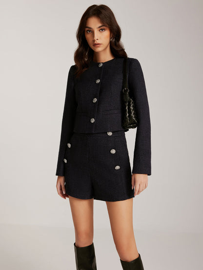 Doudoune courte en tweed d'hiver